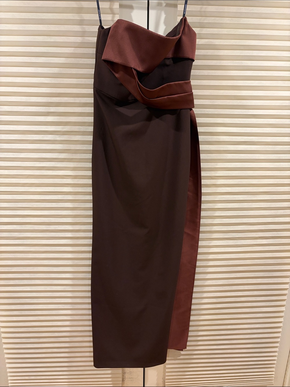 NWOT Roland Mouret Brown Dress with Dark Trim, Size US 6